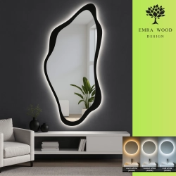 Lustro o nieregularnym kształcie w ramie mdf z podświetleniem - PIENA W RAMIE LED